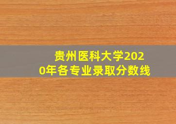 贵州医科大学2020年各专业录取分数线