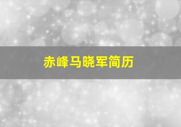 赤峰马晓军简历