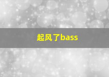 起风了bass