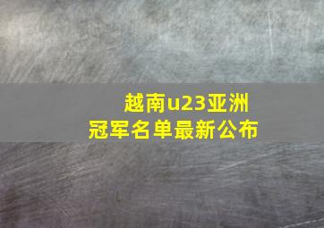 越南u23亚洲冠军名单最新公布