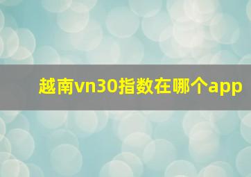 越南vn30指数在哪个app