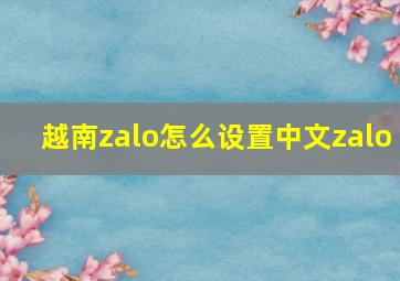 越南zalo怎么设置中文zalo