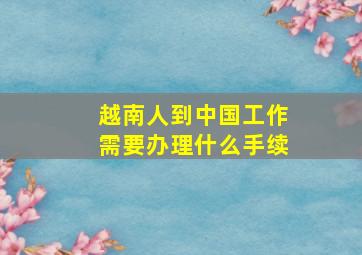 越南人到中国工作需要办理什么手续