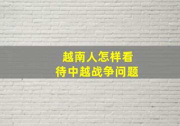 越南人怎样看待中越战争问题