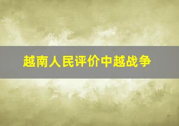 越南人民评价中越战争