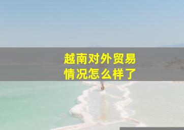 越南对外贸易情况怎么样了