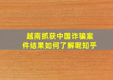 越南抓获中国诈骗案件结果如何了解呢知乎