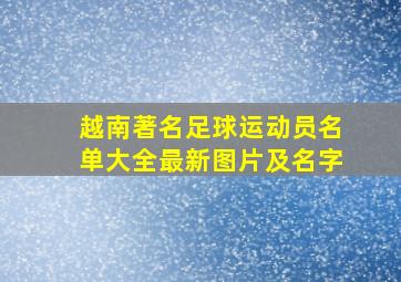 越南著名足球运动员名单大全最新图片及名字