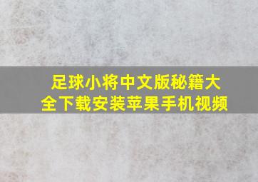 足球小将中文版秘籍大全下载安装苹果手机视频