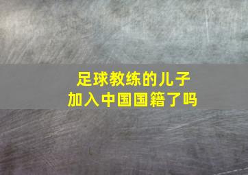 足球教练的儿子加入中国国籍了吗