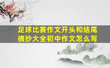 足球比赛作文开头和结尾摘抄大全初中作文怎么写