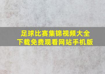 足球比赛集锦视频大全下载免费观看网站手机版