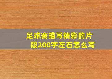 足球赛描写精彩的片段200字左右怎么写