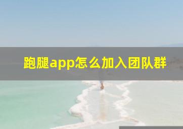 跑腿app怎么加入团队群