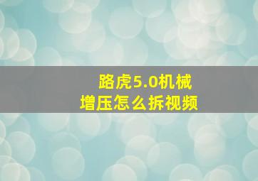 路虎5.0机械增压怎么拆视频