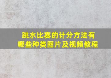 跳水比赛的计分方法有哪些种类图片及视频教程