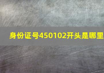 身份证号450102开头是哪里