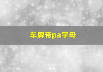 车牌带pa字母