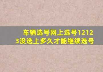 车辆选号网上选号12123没选上多久才能继续选号