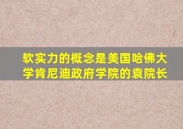 软实力的概念是美国哈佛大学肯尼迪政府学院的袁院长