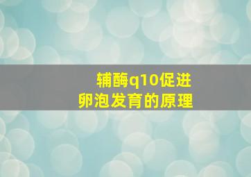 辅酶q10促进卵泡发育的原理