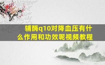 辅酶q10对降血压有什么作用和功效呢视频教程