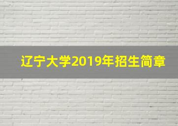 辽宁大学2019年招生简章