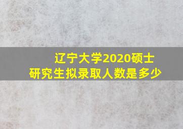 辽宁大学2020硕士研究生拟录取人数是多少