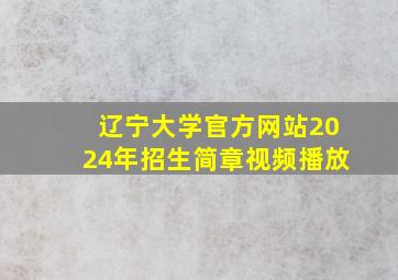 辽宁大学官方网站2024年招生简章视频播放