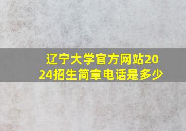 辽宁大学官方网站2024招生简章电话是多少