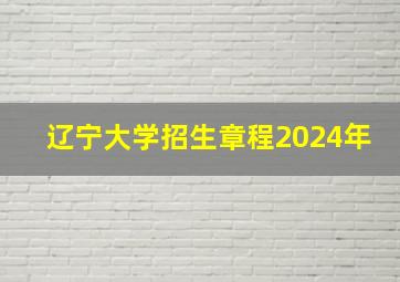 辽宁大学招生章程2024年