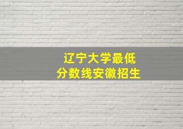 辽宁大学最低分数线安徽招生