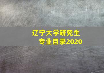 辽宁大学研究生专业目录2020