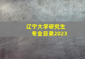 辽宁大学研究生专业目录2023