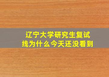 辽宁大学研究生复试线为什么今天还没看到