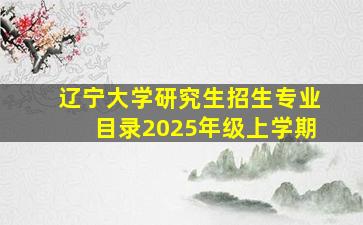 辽宁大学研究生招生专业目录2025年级上学期