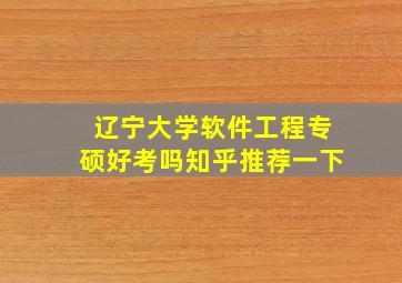 辽宁大学软件工程专硕好考吗知乎推荐一下