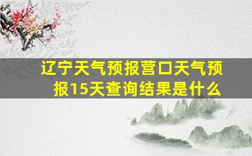 辽宁天气预报营口天气预报15天查询结果是什么