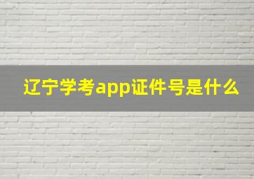 辽宁学考app证件号是什么