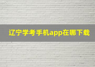 辽宁学考手机app在哪下载