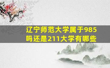 辽宁师范大学属于985吗还是211大学有哪些