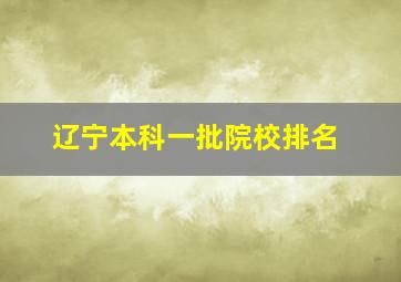 辽宁本科一批院校排名