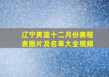 辽宁男篮十二月份赛程表图片及名单大全视频