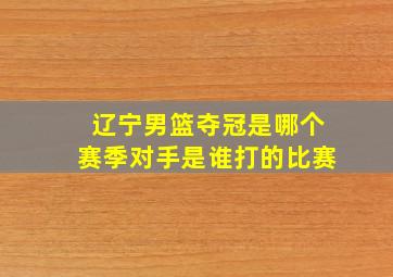 辽宁男篮夺冠是哪个赛季对手是谁打的比赛