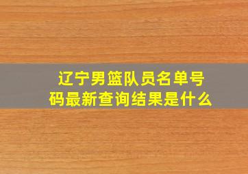 辽宁男篮队员名单号码最新查询结果是什么