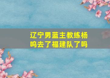 辽宁男蓝主教练杨呜去了福建队了吗