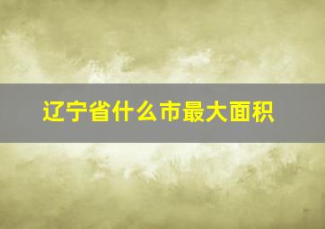 辽宁省什么市最大面积