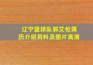 辽宁篮球队郭艾伦简历介绍资料及图片高清