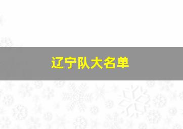 辽宁队大名单