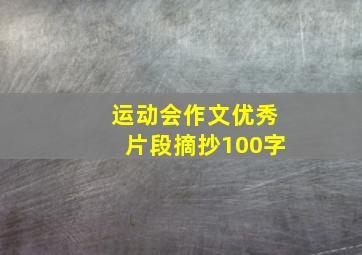 运动会作文优秀片段摘抄100字